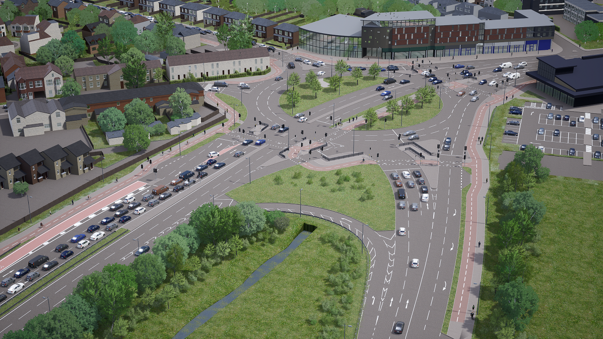 Artistic impression of hamburger roundabout option